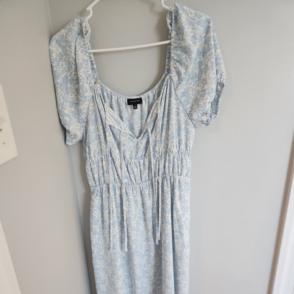 WHO WHAT WEAR blue and white dress size small